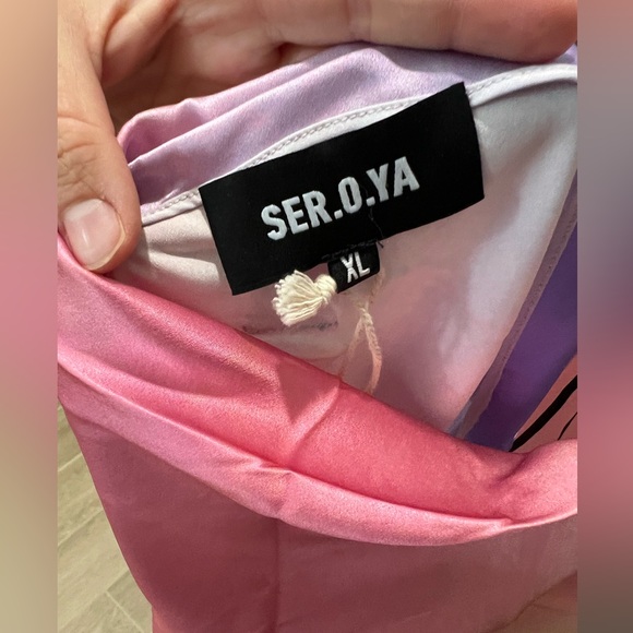 NWT SER.O.YA  Pracilla Dress in Sunset Tie Dye - Silk cowl neck - SIZE XL - Picture 7 of 9